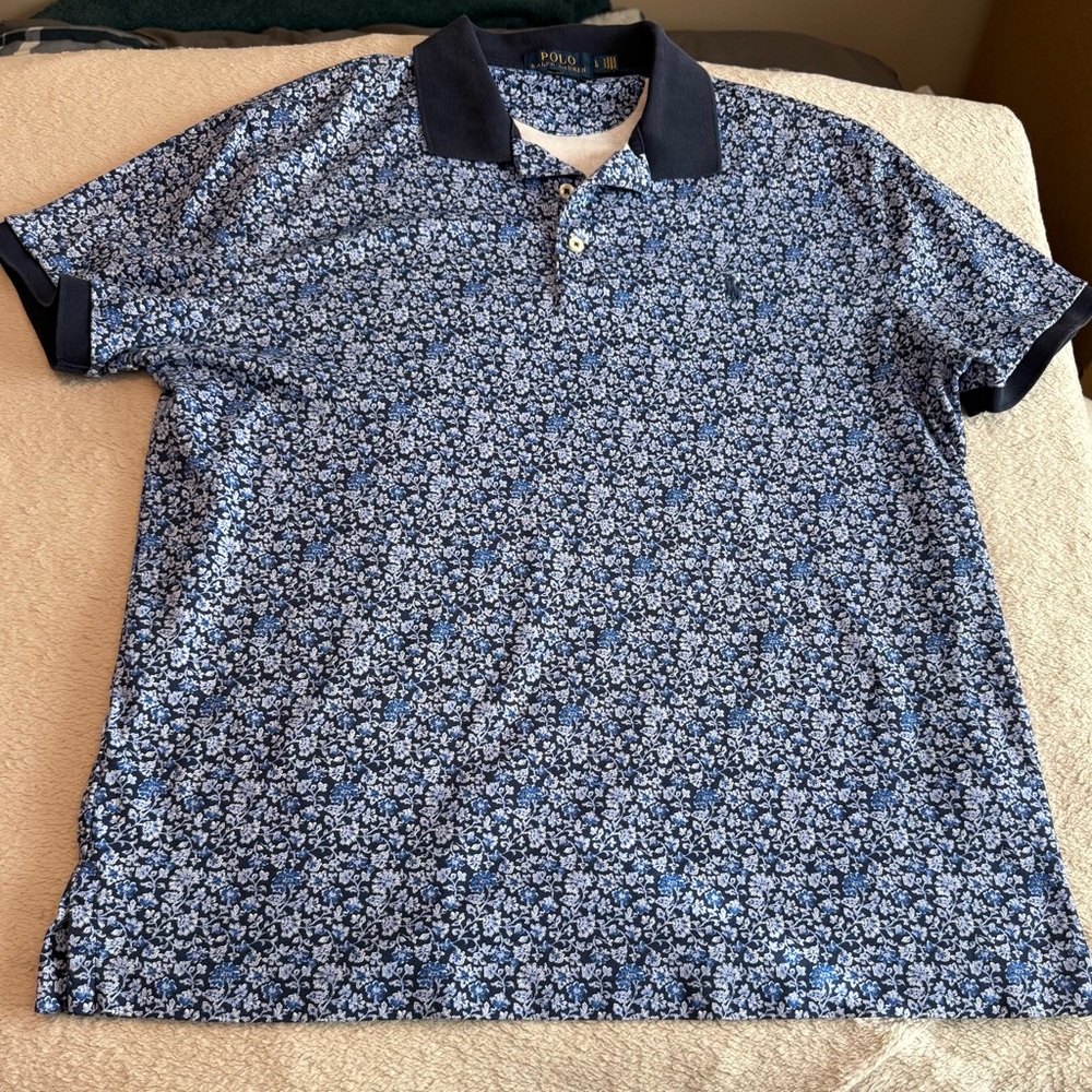 Polo Ralph Lauren Men's Custom Slim Fit Floral Print Short Sleeve Polo Shirt L